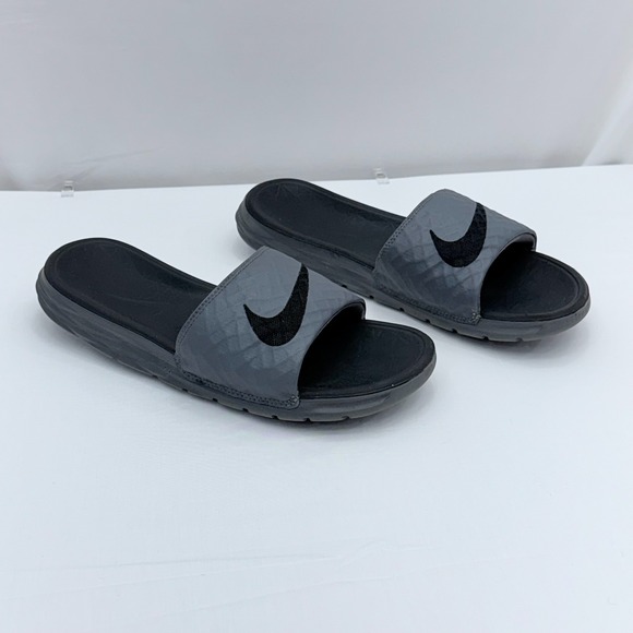Nike Other - Nike Benassi Solarsoft Slides Mens 8 US Sandals Grey Black  Comfort 705474-090